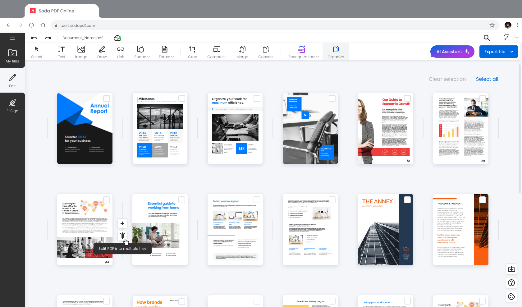 Organizing your document - move pages around, extract pages or split into multiple files