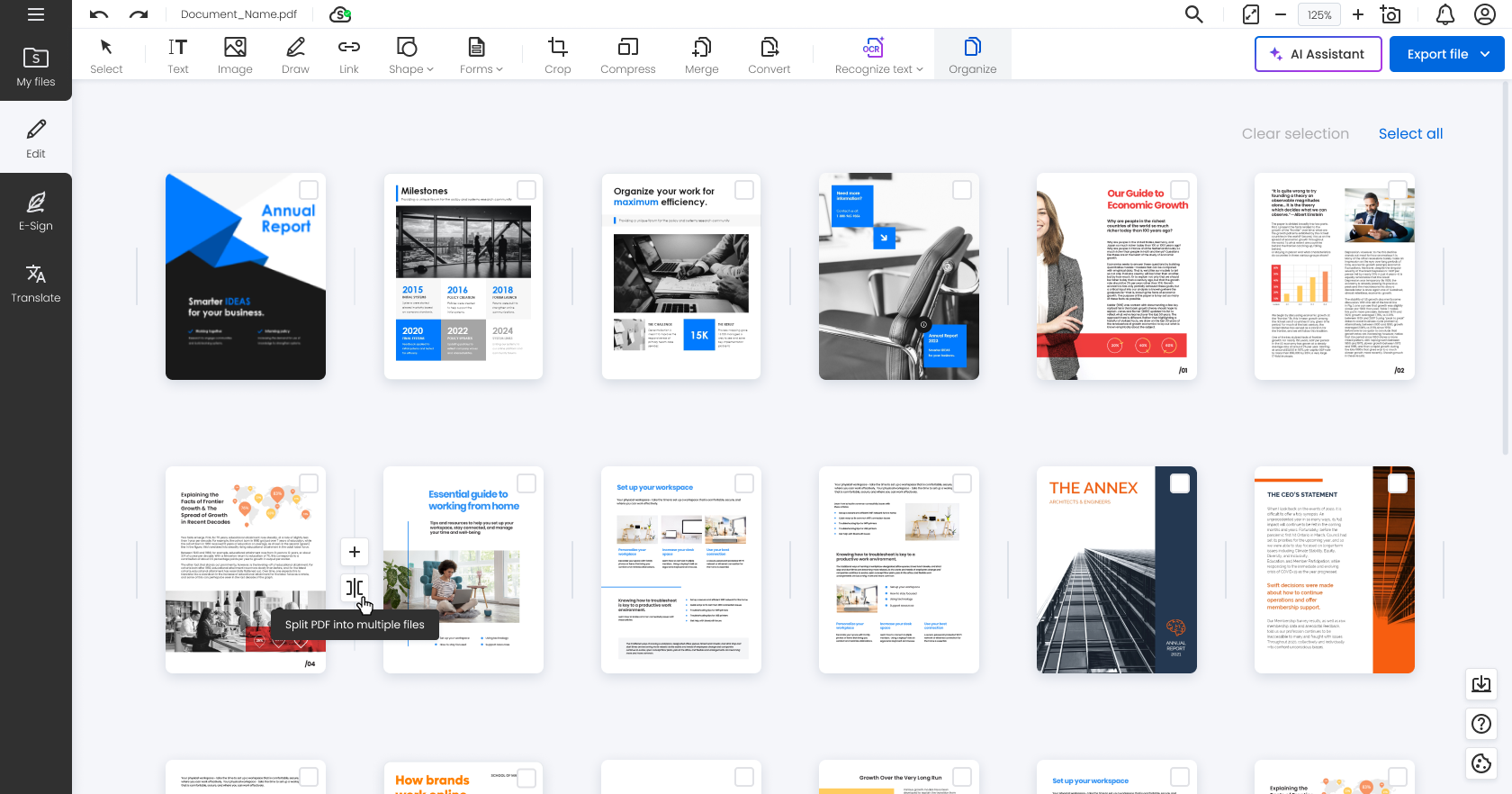 Organizing your document - move pages around, extract pages or split into multiple files
