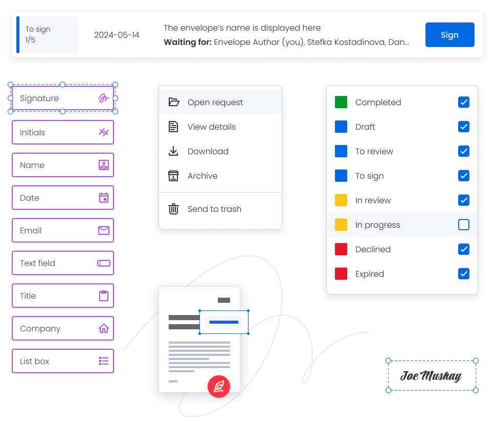 E-Sign component examples