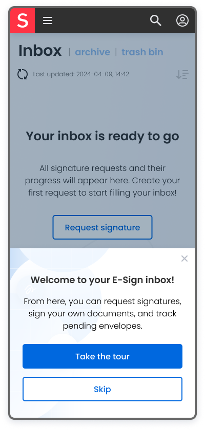 Onboarding offer on user's first visit.